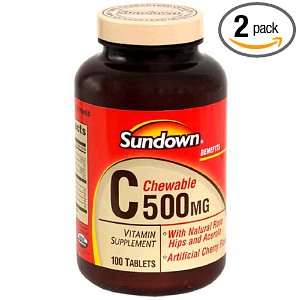  Sundown Vitamin C, 500 mg, Berry, Chewable 100 Tablets 