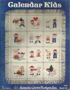 Calendar Kids Cross Stitch Leaflet Jeanette Crews Designs  