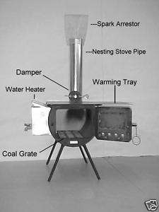 wood burning camp stove cylinder style complete package  