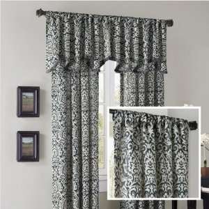    28 Avery Stencil Damask Panel and Valance Set in Black (5 Pieces