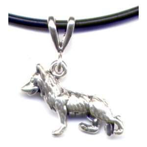  16 Black German Shepherd Necklace Sterling Silver Jewelry 