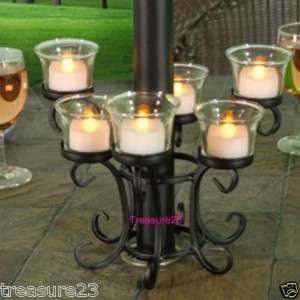 Wrought Iron Votive Patio Umbrella Candelabra  