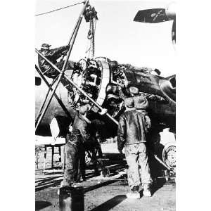  Boeing B 17 398th Bomb Group Engine Repair 8x12 Silver 