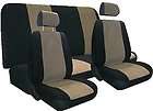 TAN BLACK FAUX LEATHER 6 PIECE RACING CAR SEAT COVERS