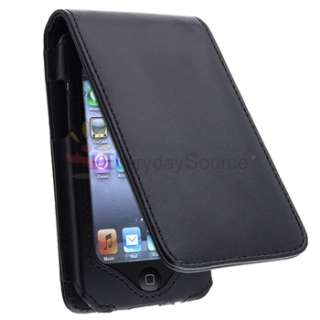 Black Leather Case+AC+Car Charger For iPod Touch 3rd  