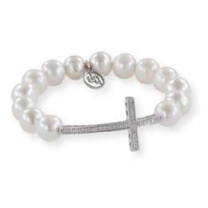  Diamond cross pearl bracelet Jewelry
