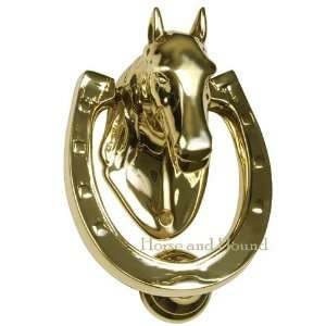  Horse in Horseshoe Brass Door Knocker