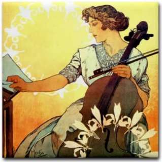   of Alphonse Muchas Painting of a Woman Playing the Cello