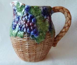 Ceramic PITCHER Obrarro Portugal Jay Wilfred Grapes EUC  