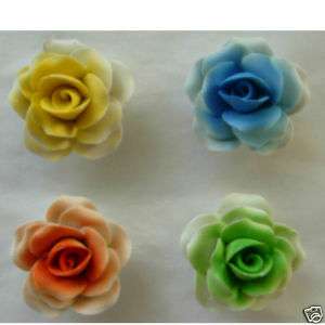 COLORFUL CERAMIC FLOWERS SET OF 4   MOSAIC TILE/TILES  