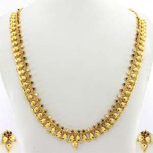 NEW Indian India Micro gold plated Jewelry Necklace Earrings Bangle 
