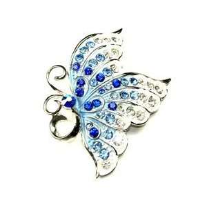   Clear Austrian Rhinestone Butterfly Silver Tone Brooch Pin Jewelry