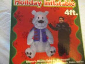 NEWCHRISTMAS HOLIDAY 4FT. INFLATABLE BEAR LIGHTS UP YARD DECORATION 