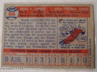 1957 Topps 66 Brooks Lawrence P Cincinnati Redlegs Reds  