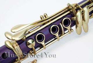 PURPLE/GOLD B Flat Bb CLARINET Lazarro+TUNER,12 REED,CASE,CARE KIT 