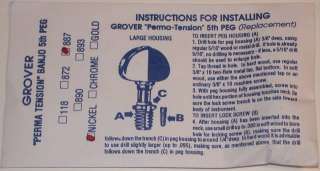 Grover Perma Tension Banjo 5th Peg 887N Tuner/Machines  