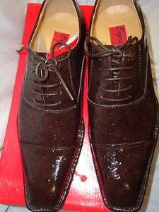 New Mens Chocolate Brown Ostrich Look Dress Shoes  