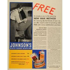  1933 Ad Johnson Automobile Wax Auto Cleaner Polishing 