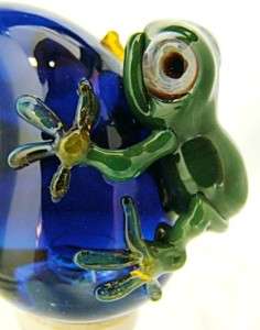 This fabulous Hand Blown in Oregon Cobalt Blue Wave Glass Wine Stopper 