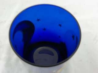 Culver Libbey Cobalt Blue Gold Colored Moon Stars Beverage Glass USA 