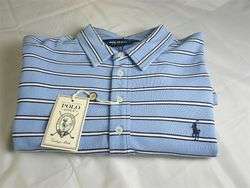   Ralph Lauren POLO Vintage Mesh Golf Polo Blue/White Mens XL  