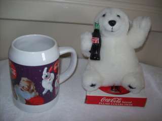 Coca Cola LOT 2 Polar Bear 1995 Mug & 1997 Plush Figure  