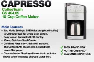 Jura Capresso CoffeeTeam TS 465.05 10 Cup Coffeemaker 794151401747 