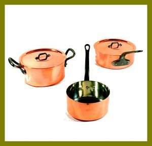 pc French SMOOTH copper pot pan cookware set   2 mm  