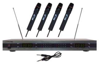 NEW 4 MIC VHF WIRELESS CORDLESS MICROPHONE SYSTEM  