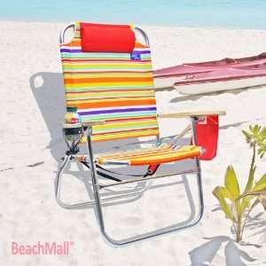   High Beach Chair   w/ Drink Holder / Pillow / Pouch