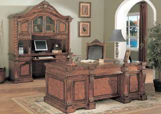 Allison Executive Desk Credenza & Hutch Light Cherry Wood Office 