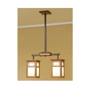 Chandeliers Craftsman II Medium Chandelier w/ Ocean Mist Paper Shade 