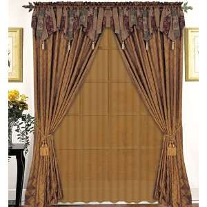  Brown Chenille Checker Box Panel with Taffeta Backing Window Curtain 
