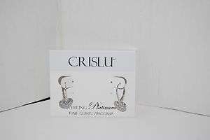   95 Crislu Sterling Platinum Cubic Zirconia Pave Heart Earrings  