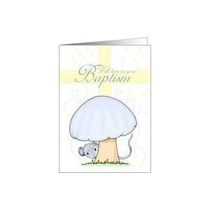  Baptism Card With Cross And Mouse, blue for boy Card 