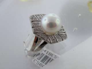 5mm CULTURED PEARL DIAMOND RING 18K WG NEW  