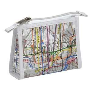  Large Clear Vinyl NYC Map Cosmetic Cases w/ White Trim 