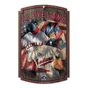  Cleveland Indians Wood Sign W/ Throwback Jersey Sports 