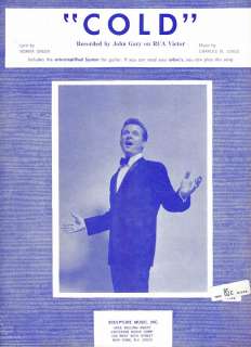 John Gary SHEET MUSIC Cold in MINT Condition  