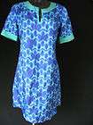 new designer LIBELULA Midnight Shift silk blue butterfuly dress UK 12