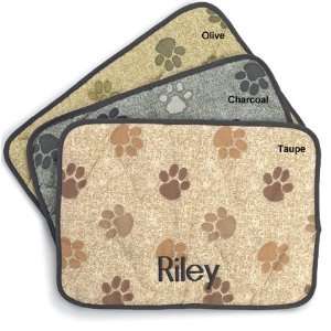 Placemats Small, Personalized Color Taupe Baileys Paw Monogram Style 