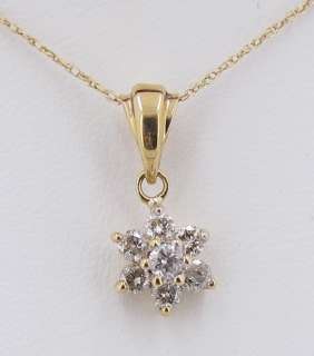 14K YELLOW GOLD DIAMOND PENDANT STAR FLOWER NECKLACE GOLD CHAIN NOT 