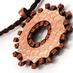  Hammered Copper Disk Fashion Pendant Jewelry