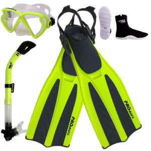Scuba Diving Silicone Mask Dry Snorkel Boots Fins Set  