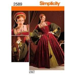 Simplicity 2589 Sewing Pattern Misses Tudor Costume Gown makes Sizes 8 