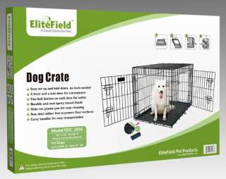 EliteField 36 2 Door Folding Dog Crate Cage Kennel with RUBBER FEET 