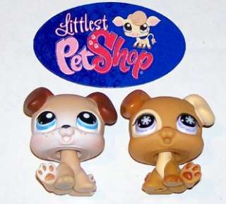   PUPPY DOG TWINS #143 BROWN & #760 TAN~Littlest Pet Shop Lot P71  