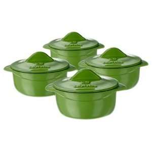  Calphalon Enamel Cast Iron Mini Soup Pots, Chive Green 