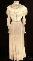 VINTAGE ANTIQUE VICTORIAN 1800S WEDDING DRESS W/TRAIN  