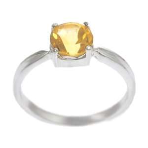  Sterling Silver Round Cut Citrine Solitaire Ring Jewelry